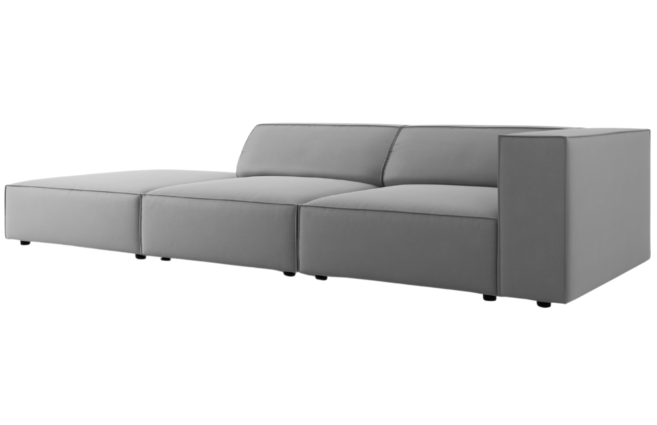 Světle šedá sametová čtyřmístná pohovka Cosmopolitan Design Arendal 262 cm, levá