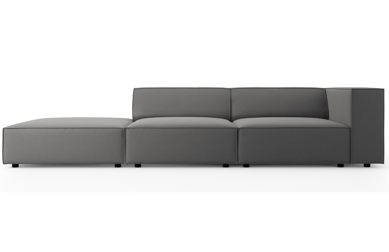 Šedá sametová čtyřmístná pohovka Cosmopolitan Design Arendal 262 cm, levá