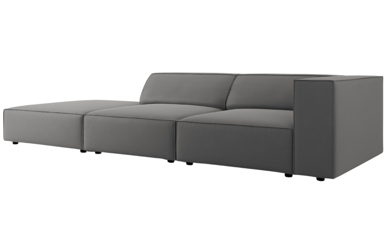 Šedá sametová čtyřmístná pohovka Cosmopolitan Design Arendal 262 cm, levá