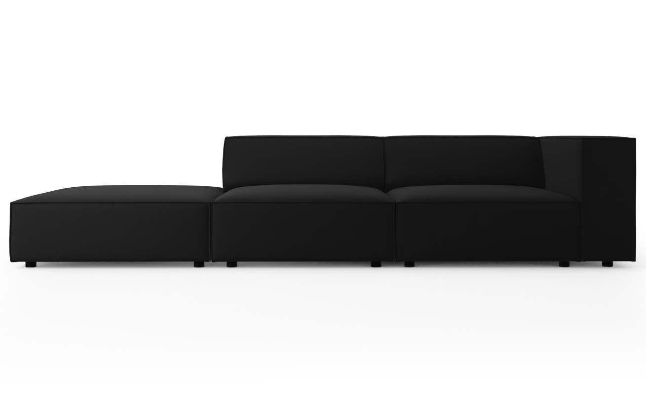 Černá sametová čtyřmístná pohovka Cosmopolitan Design Arendal 262 cm, levá