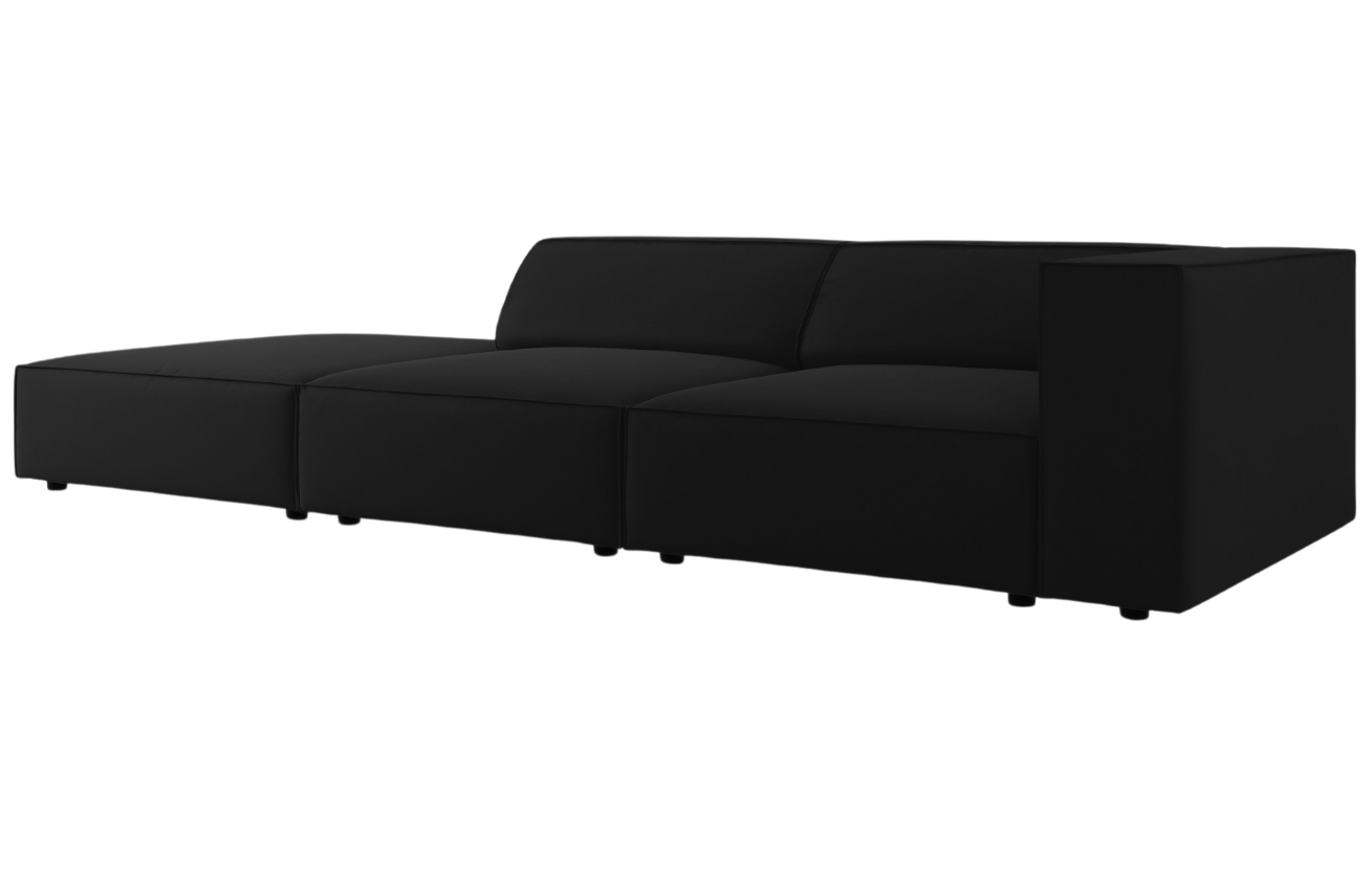 Černá sametová čtyřmístná pohovka Cosmopolitan Design Arendal 262 cm, levá