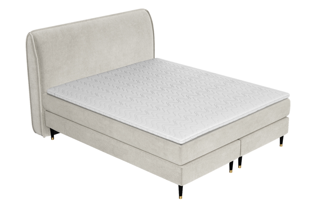 Maison de Rêve Světle béžová sametová postel boxspring OFFO 180 x 200 cm