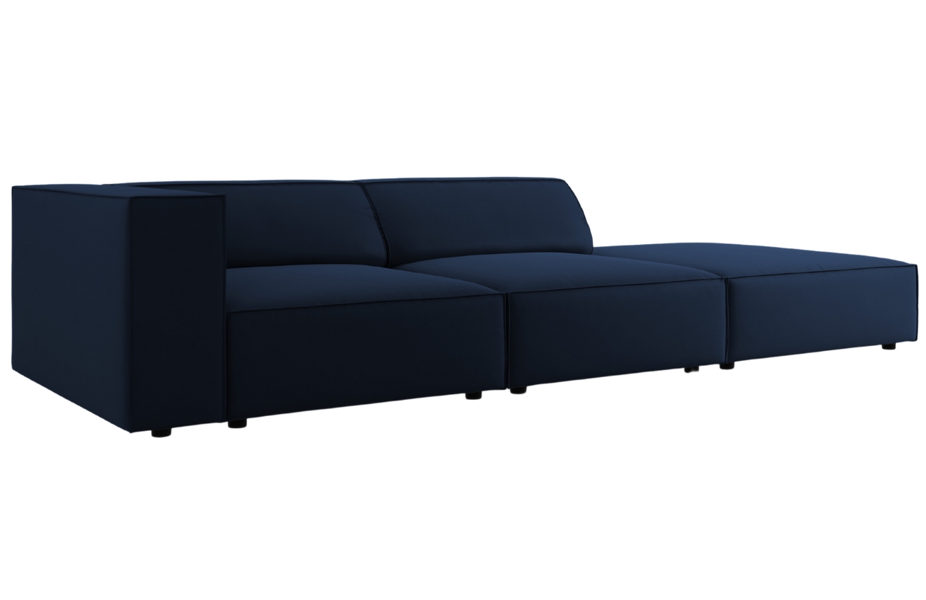 Královsky modrá sametová čtyřmístná pohovka Cosmopolitan Design Arendal 262 cm, pravá