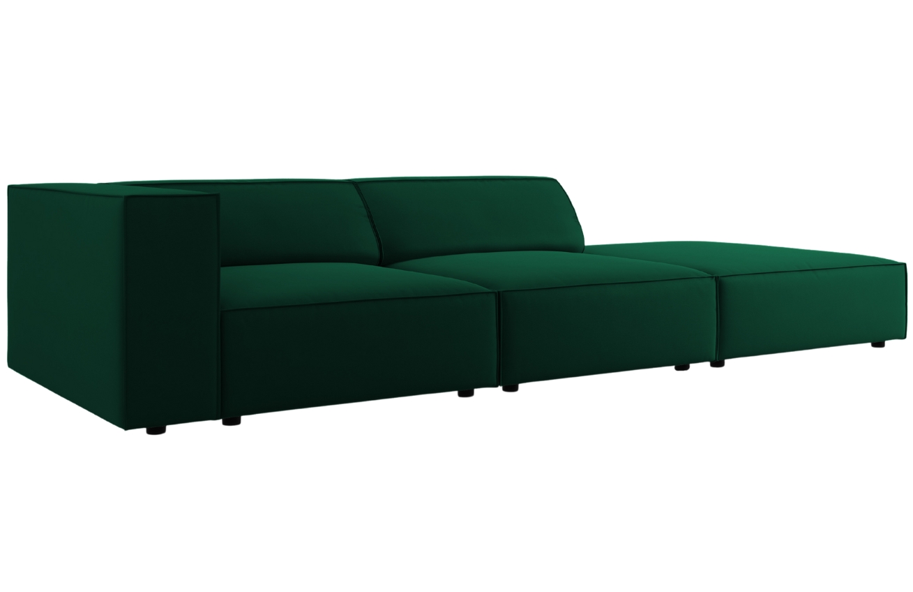 Lahvově zelená sametová čtyřmístná pohovka Cosmopolitan Design Arendal 262 cm, pravá