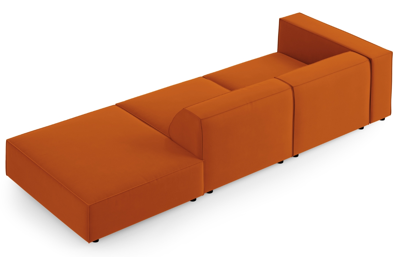 Oranžová sametová čtyřmístná pohovka Cosmopolitan Design Arendal 262 cm, pravá