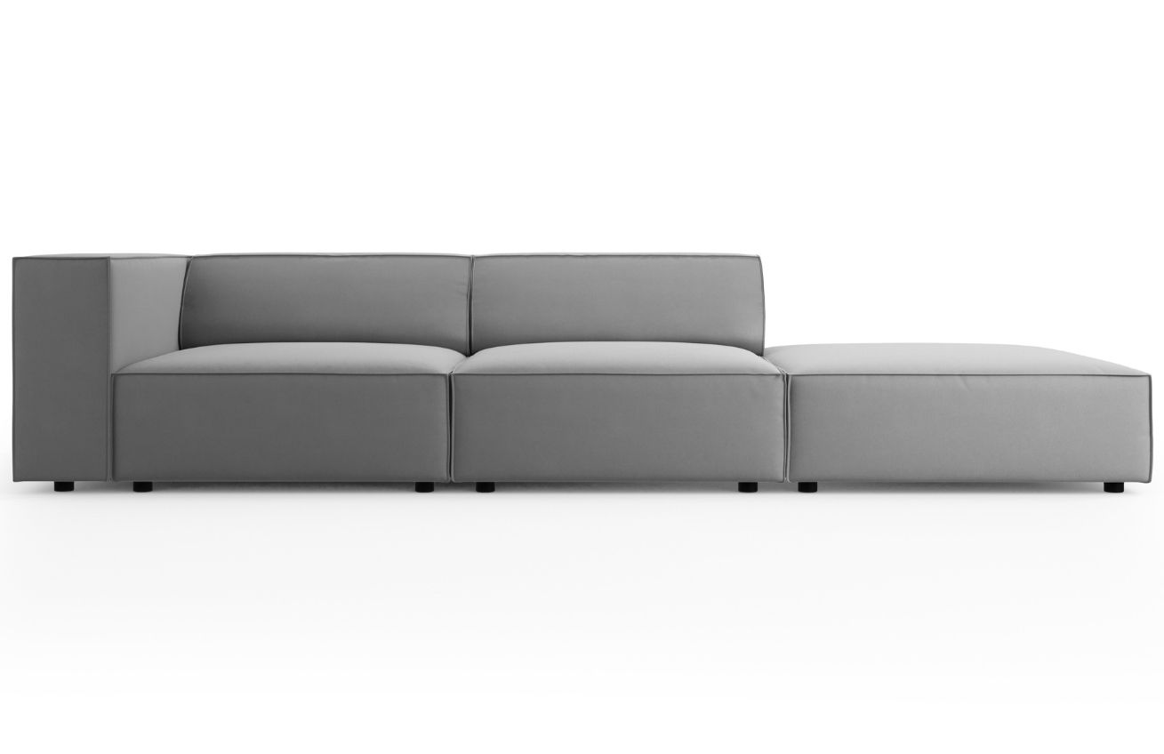 Světle šedá sametová čtyřmístná pohovka Cosmopolitan Design Arendal 262 cm, pravá