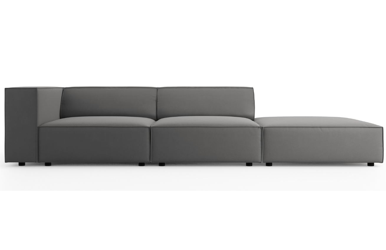 Šedá sametová čtyřmístná pohovka Cosmopolitan Design Arendal 262 cm, pravá