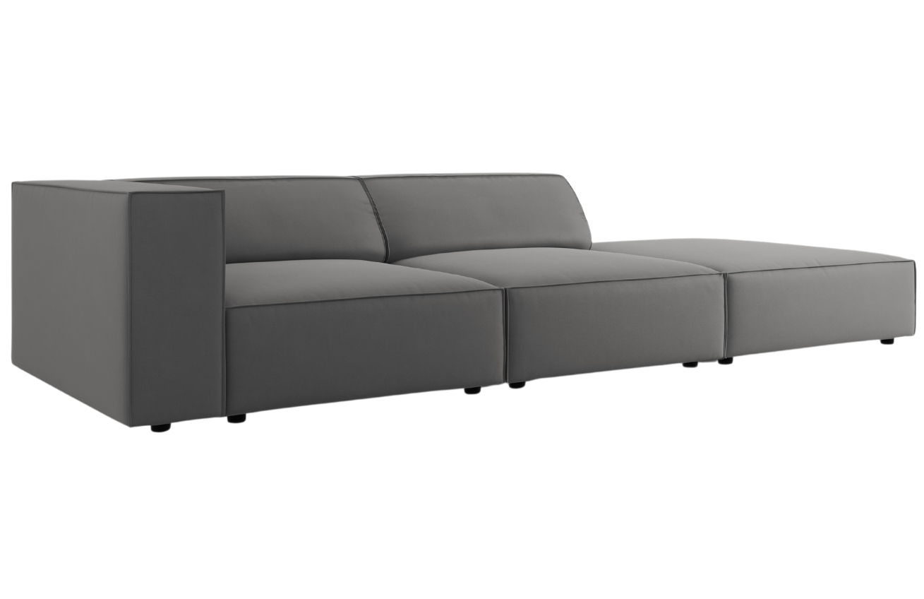 Šedá sametová čtyřmístná pohovka Cosmopolitan Design Arendal 262 cm, pravá
