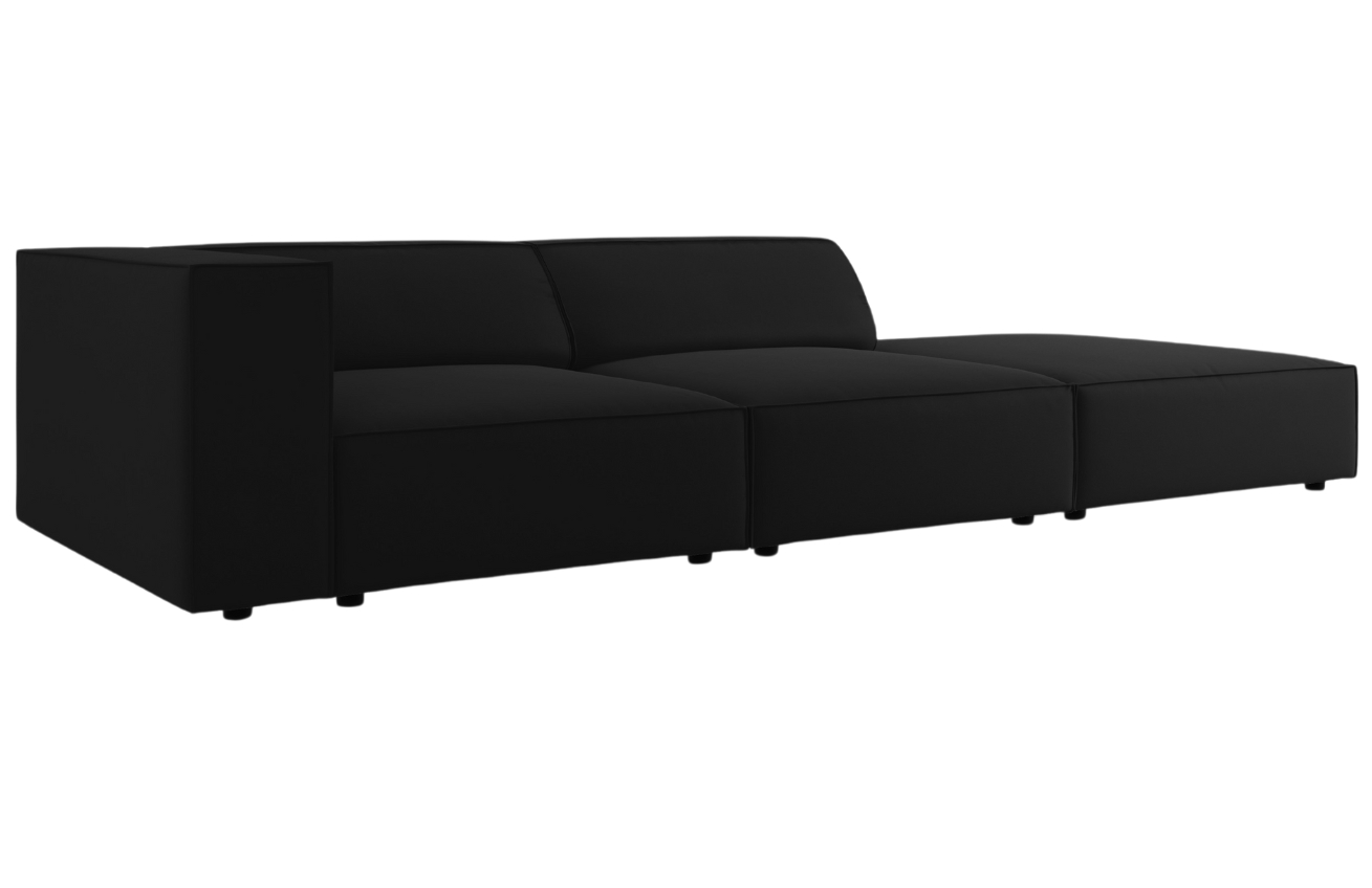 Černá sametová čtyřmístná pohovka Cosmopolitan Design Arendal 262 cm, pravá