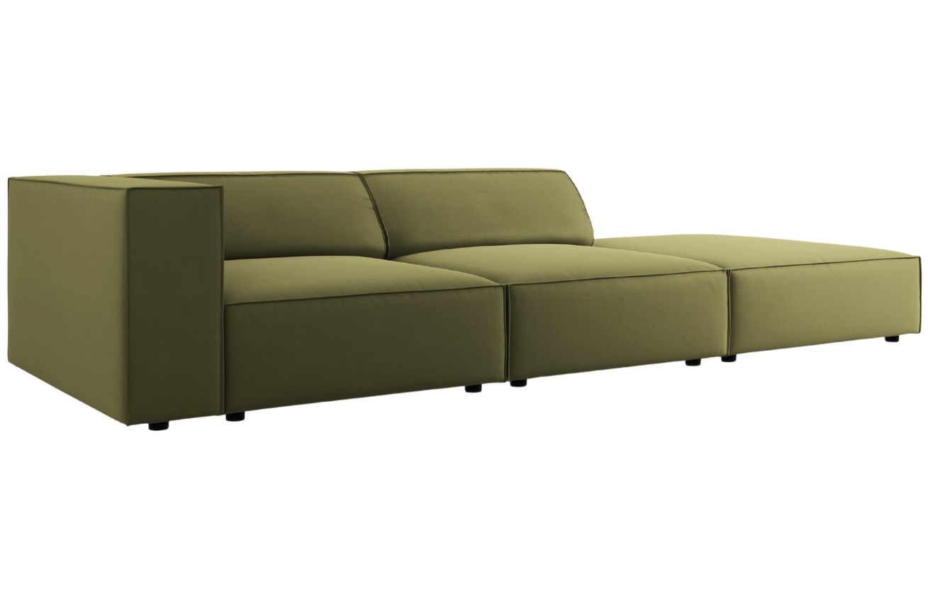 Zelená sametová čtyřmístná pohovka Cosmopolitan Design Arendal 262 cm, pravá