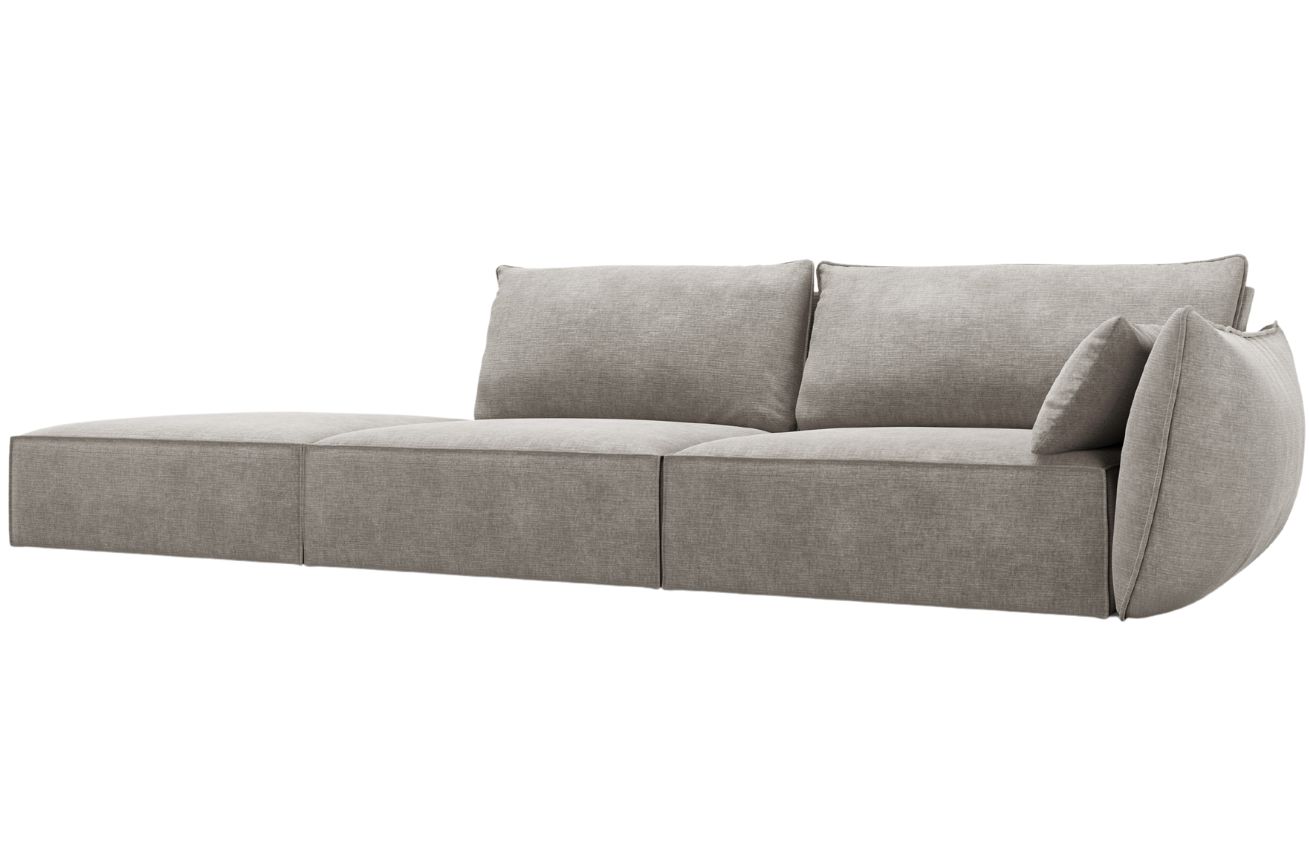 Šedá čalouněná čtyřmístná pohovka MICADONI Kaelle 264 cm, levá