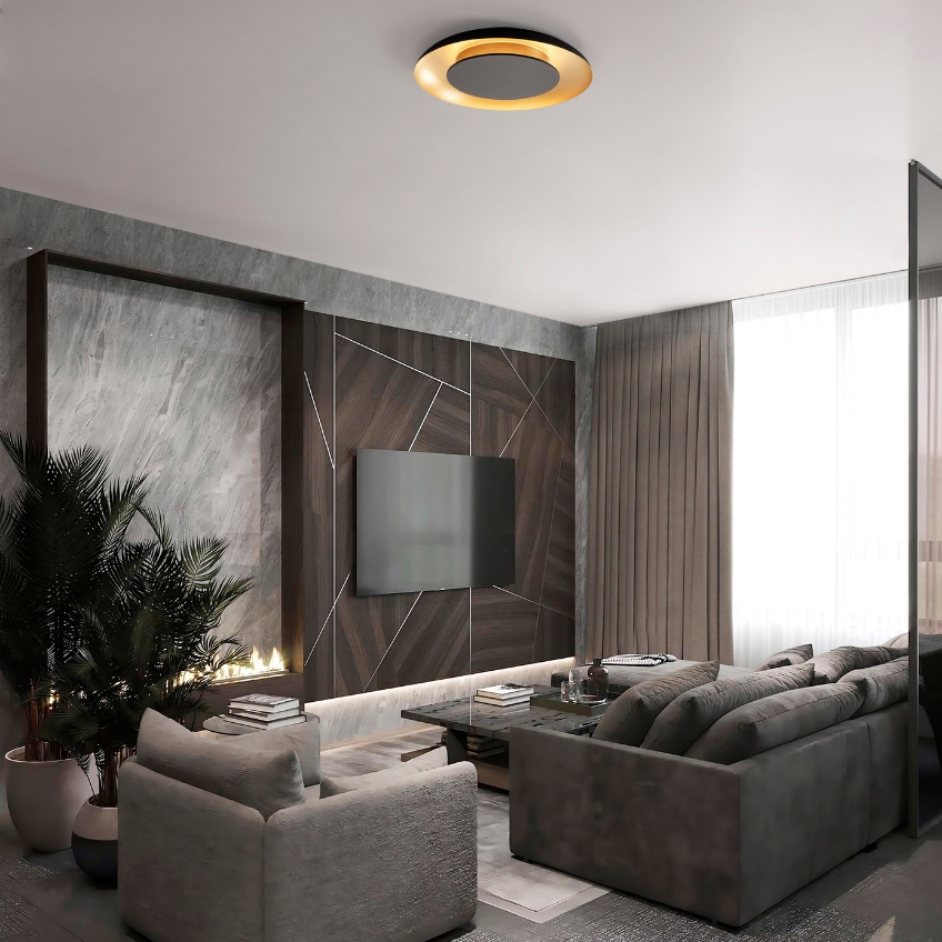 Černo-zlaté kovové stropní LED světlo Nova Luce Epos 40 cm