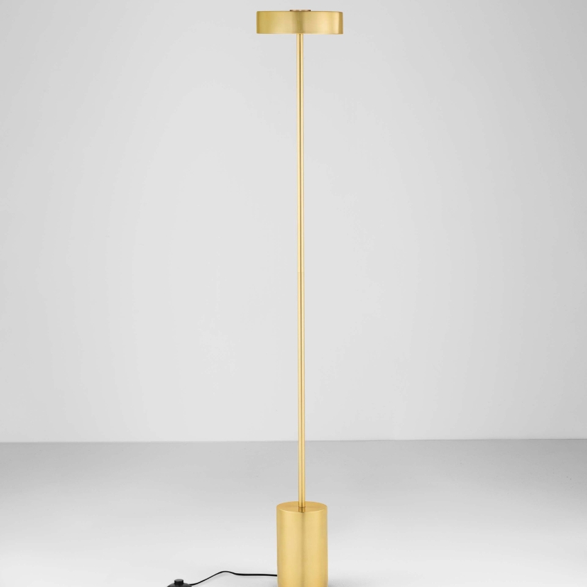Zlatá kovová stojací LED lampa Nova Luce Thea 135 cm