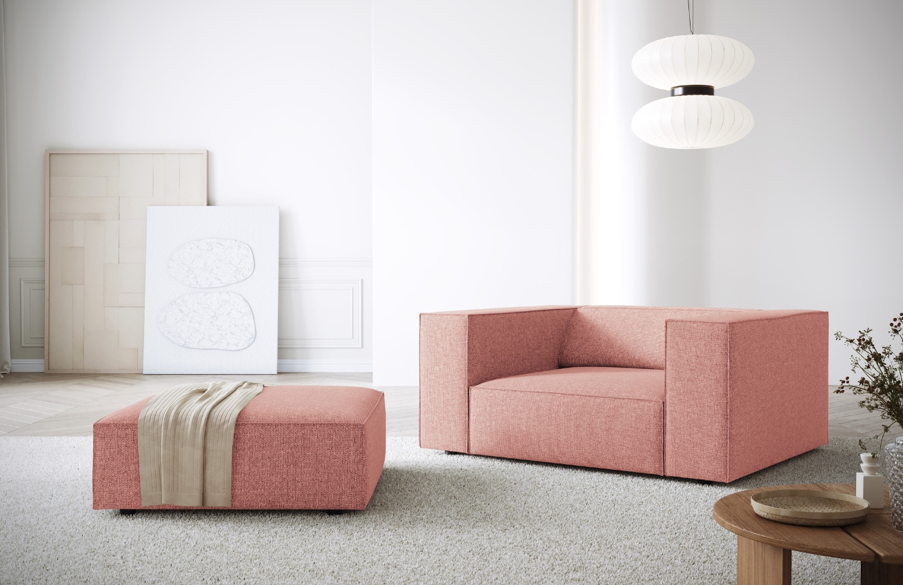 Růžová čalouněná podnožka Cosmopolitan Design Arendal 102 x 80 cm