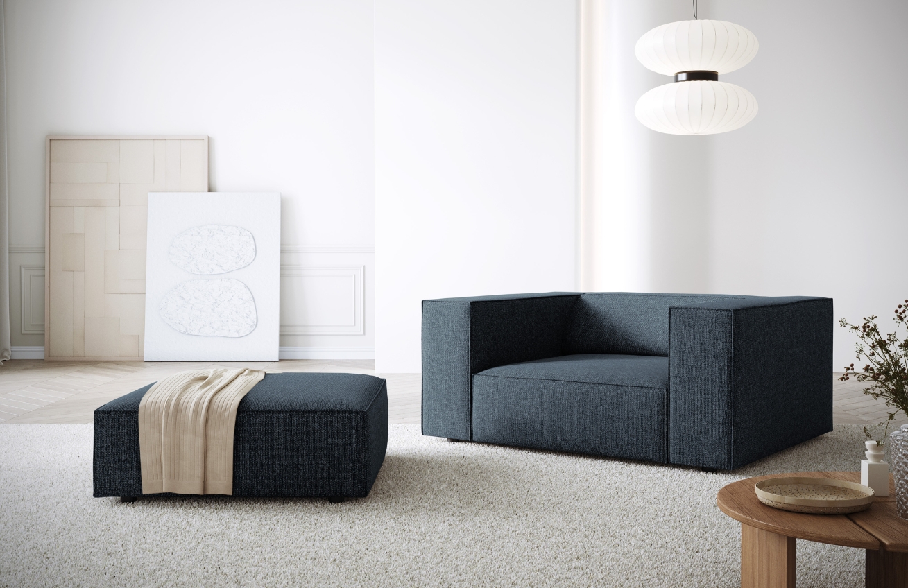 Královsky modrá čalouněná podnožka Cosmopolitan Design Arendal 102 x 80 cm