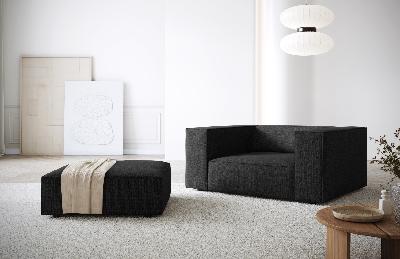 Černá čalouněná podnožka Cosmopolitan Design Arendal 102 x 80 cm