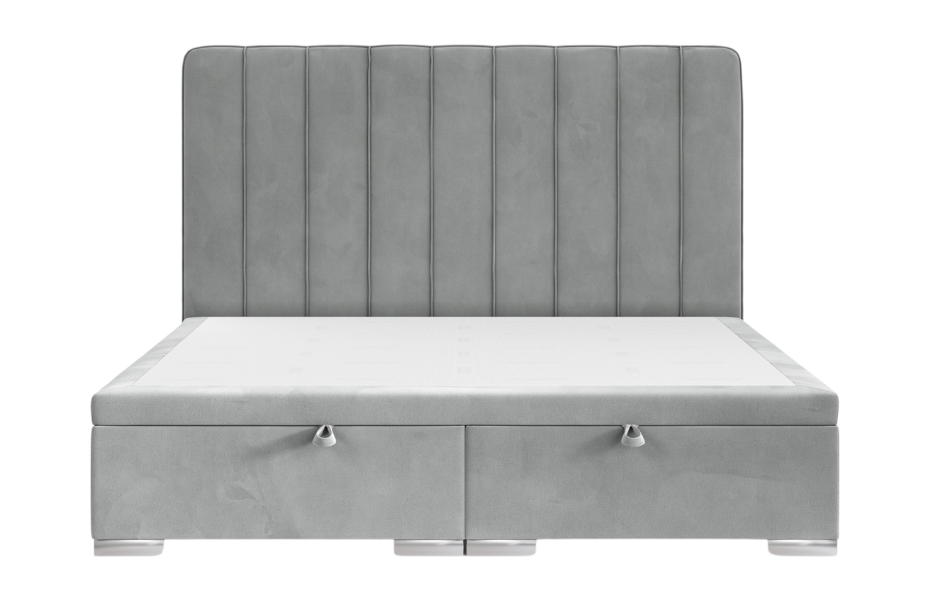 Maison de Rêve Šedá sametová dvoulůžková postel SWANKY 200 x 200 cm s úložným prostorem