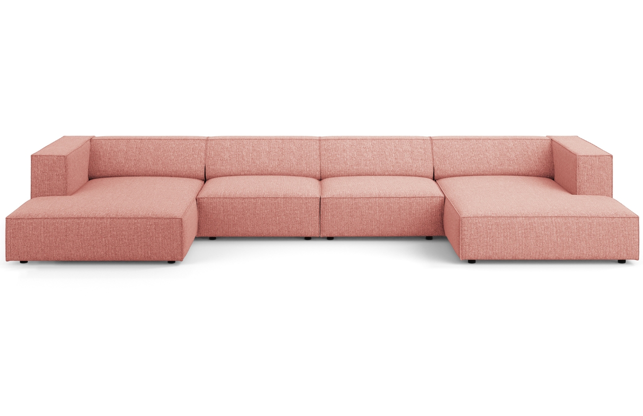 Růžová čalouněná rohová pohovka do "U" Cosmopolitan Design Arendal 364 cm
