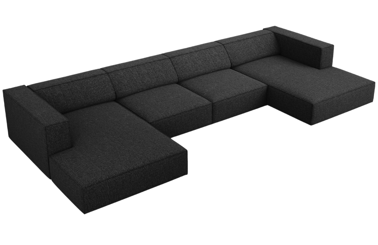 Čern&aacute; čalouněn&aacute; rohov&aacute; pohovka do "U" Cosmopolitan Design Arendal 364 cm