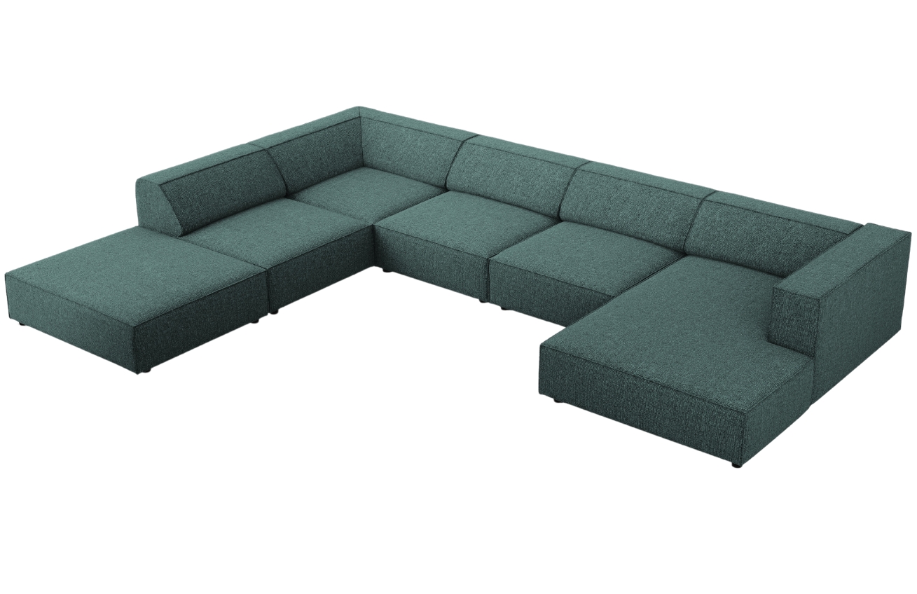 Petrolejová čalouněná rohová pohovka do "U" Cosmopolitan Design Arendal 364 cm, levá