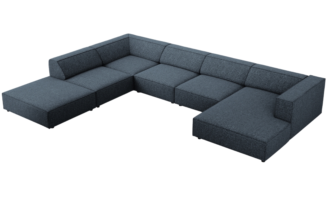 Královsky modrá čalouněná rohová pohovka do "U" Cosmopolitan Design Arendal 364 cm, levá