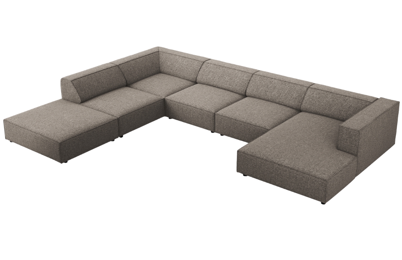 Šedá čalouněná rohová pohovka do "U" Cosmopolitan Design Arendal 364 cm, levá