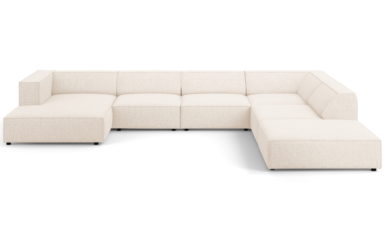 Světle béžová čalouněná rohová pohovka do "U" Cosmopolitan Design Arendal 364 cm, pravá