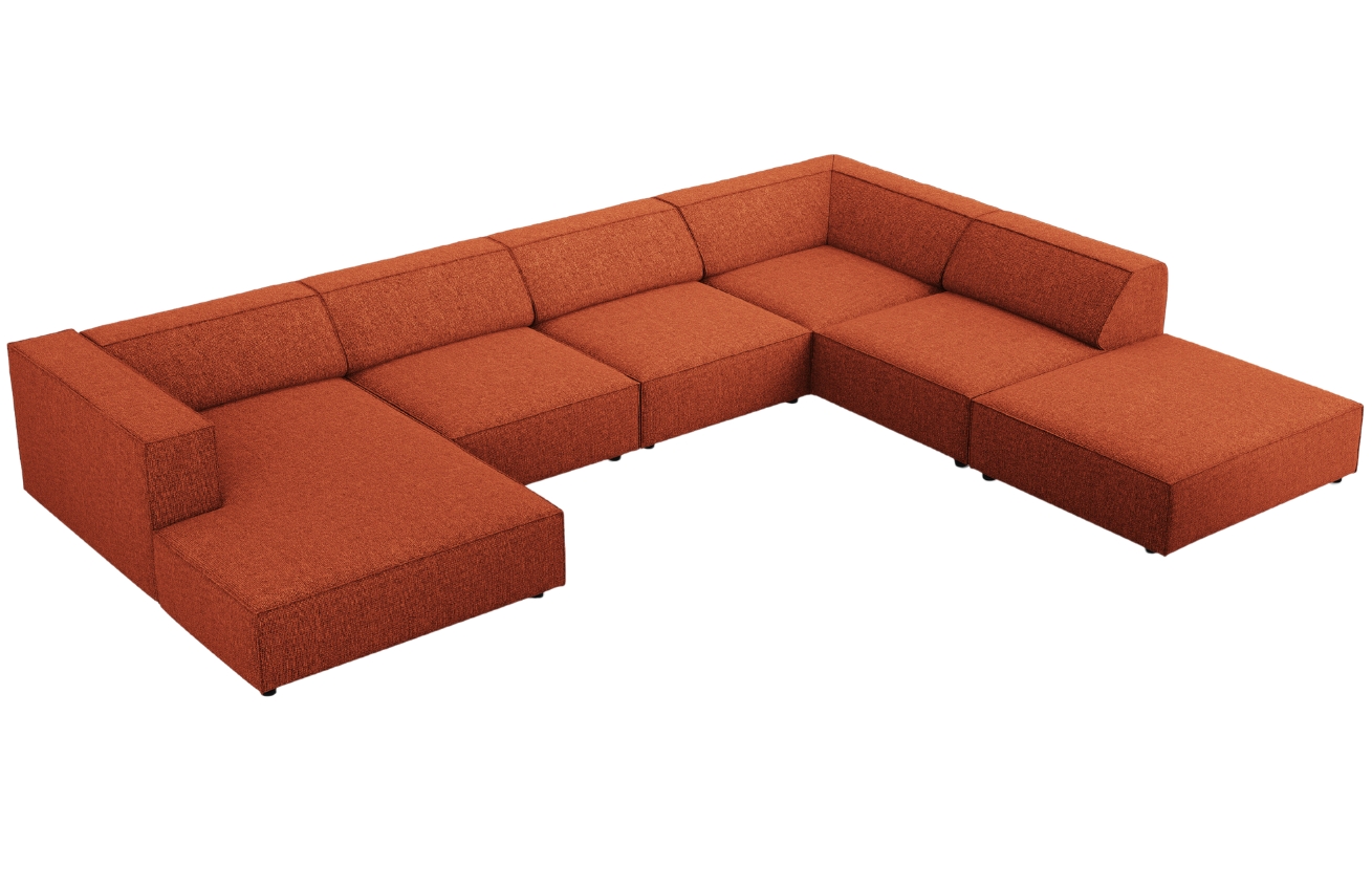 Terakotově červená čalouněná rohová pohovka do "U" Cosmopolitan Design Arendal 364 cm, pravá