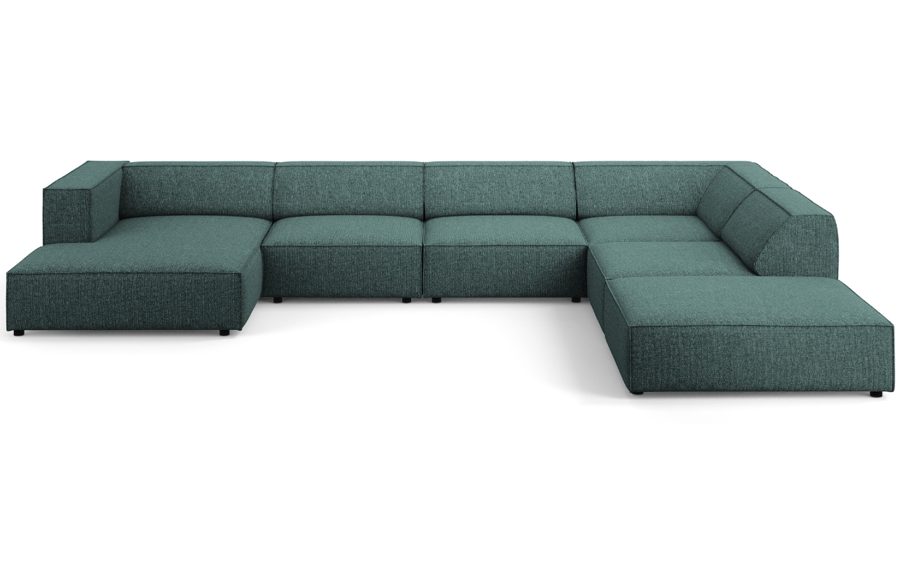Petrolejová čalouněná rohová pohovka do "U" Cosmopolitan Design Arendal 364 cm, pravá