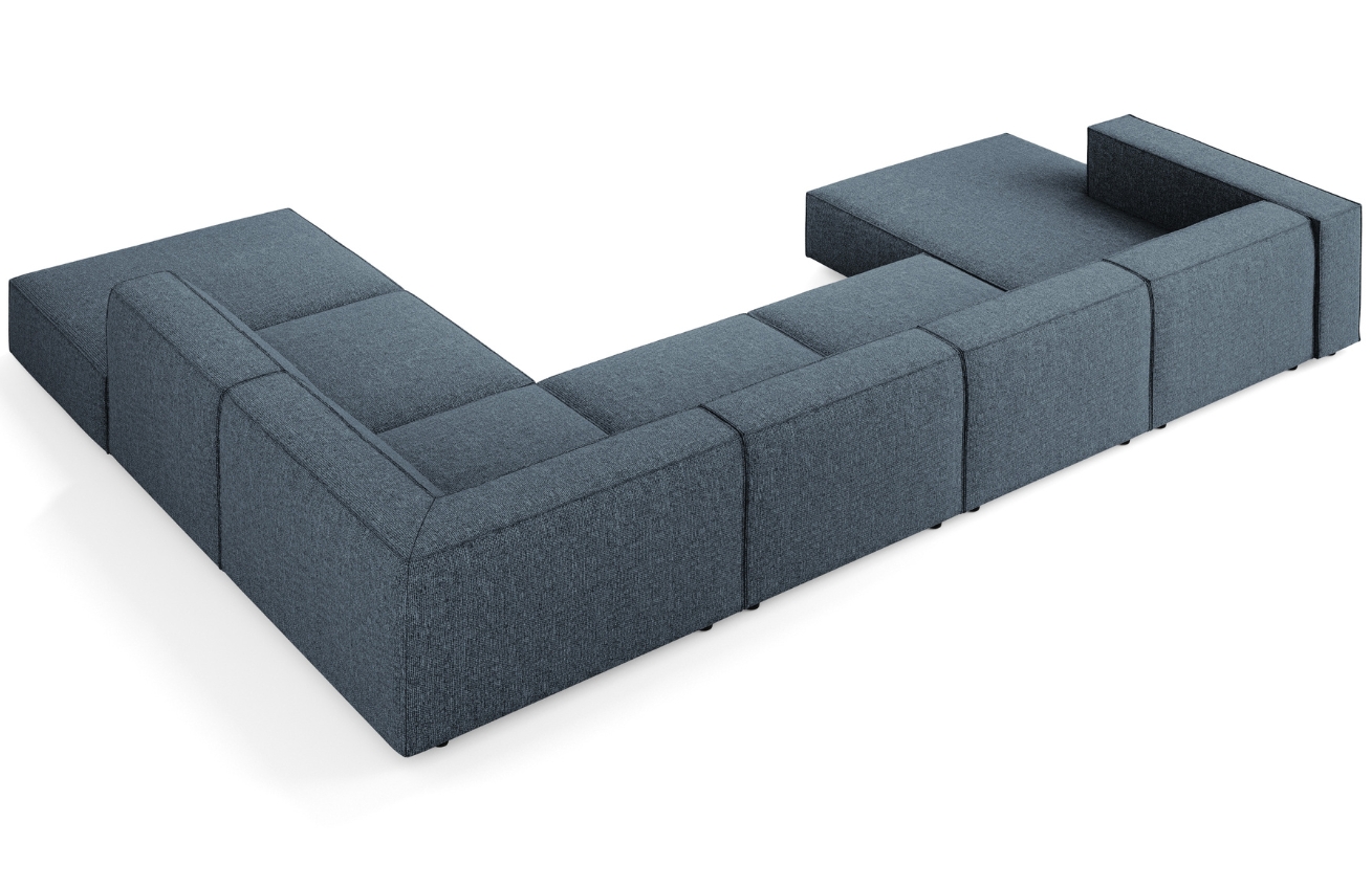 Královsky modrá čalouněná rohová pohovka do "U" Cosmopolitan Design Arendal 364 cm, pravá
