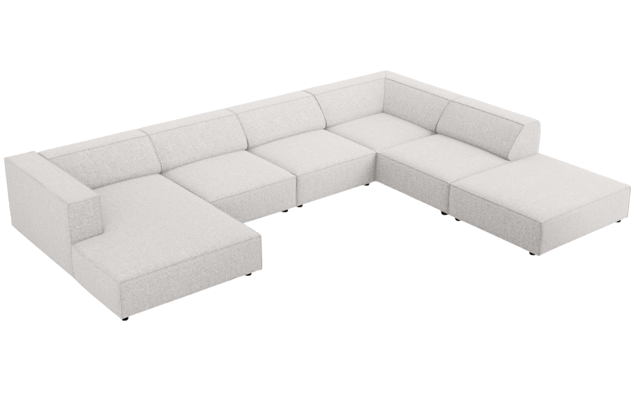 Světle šedá čalouněná rohová pohovka do "U" Cosmopolitan Design Arendal 364 cm, pravá