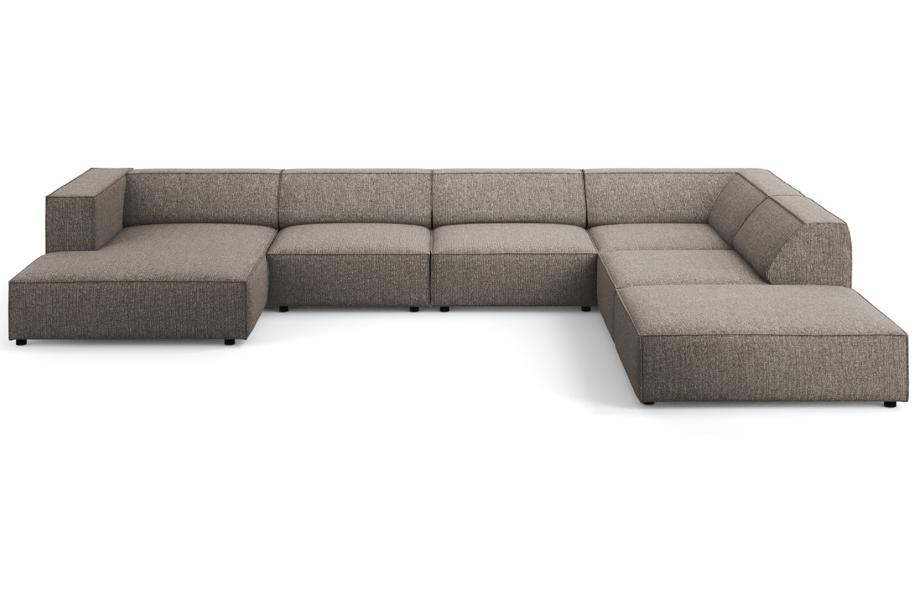 Šedá čalouněná rohová pohovka do "U" Cosmopolitan Design Arendal 364 cm, pravá