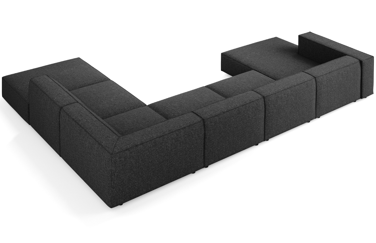 Černá čalouněná rohová pohovka do "U" Cosmopolitan Design Arendal 364 cm, pravá