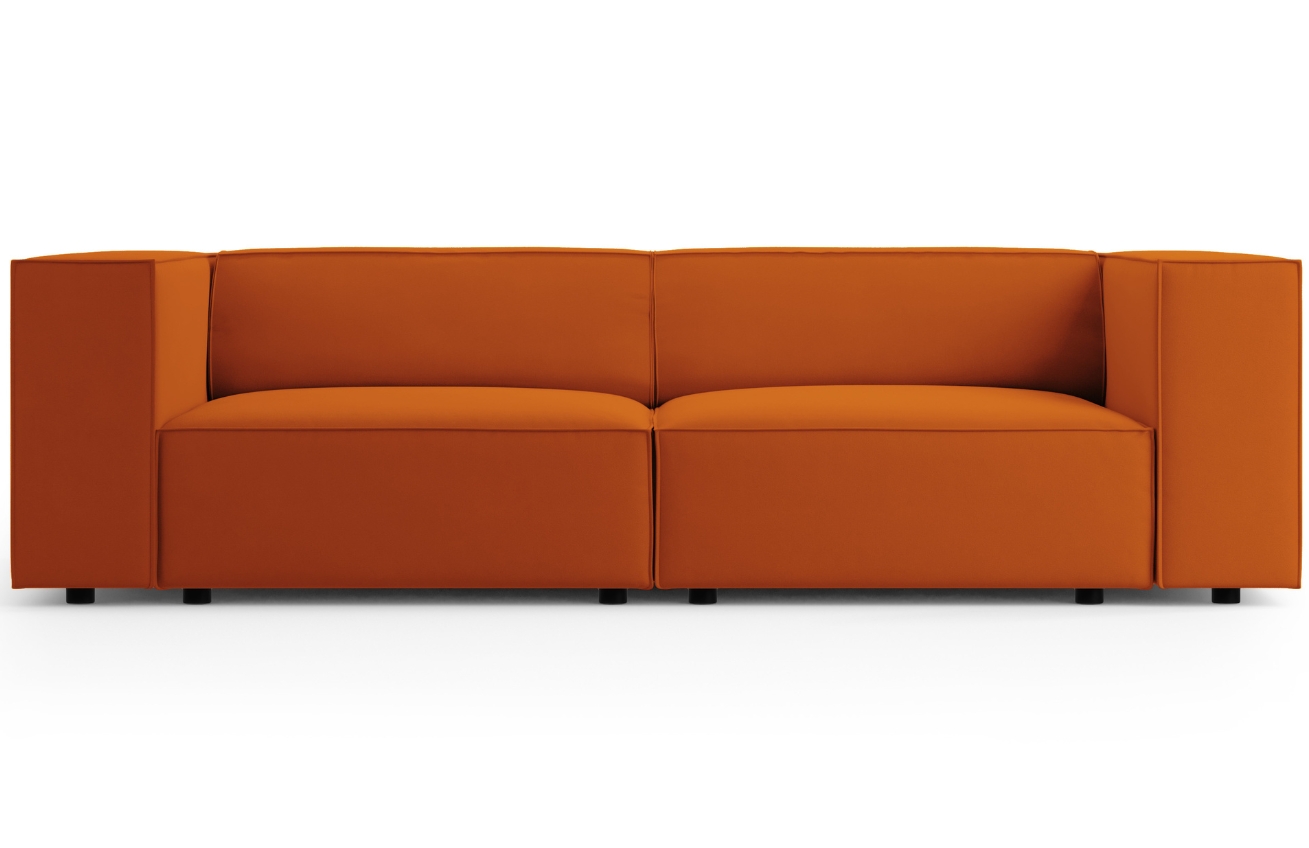 Oranžová sametová třímístná pohovka Cosmopolitan Design Arendal 204 cm