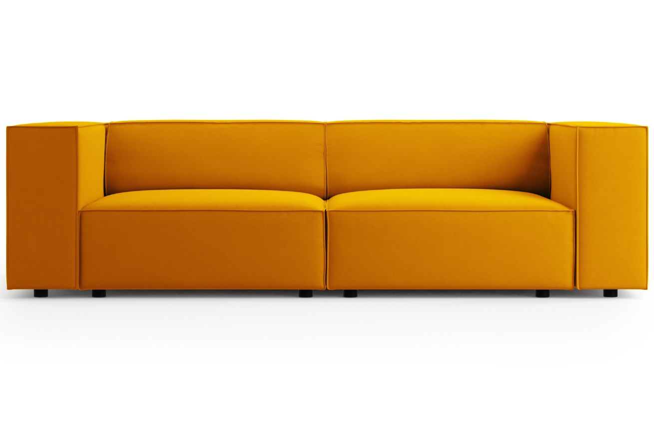 Žlutá sametová třímístná pohovka Cosmopolitan Design Arendal 204 cm
