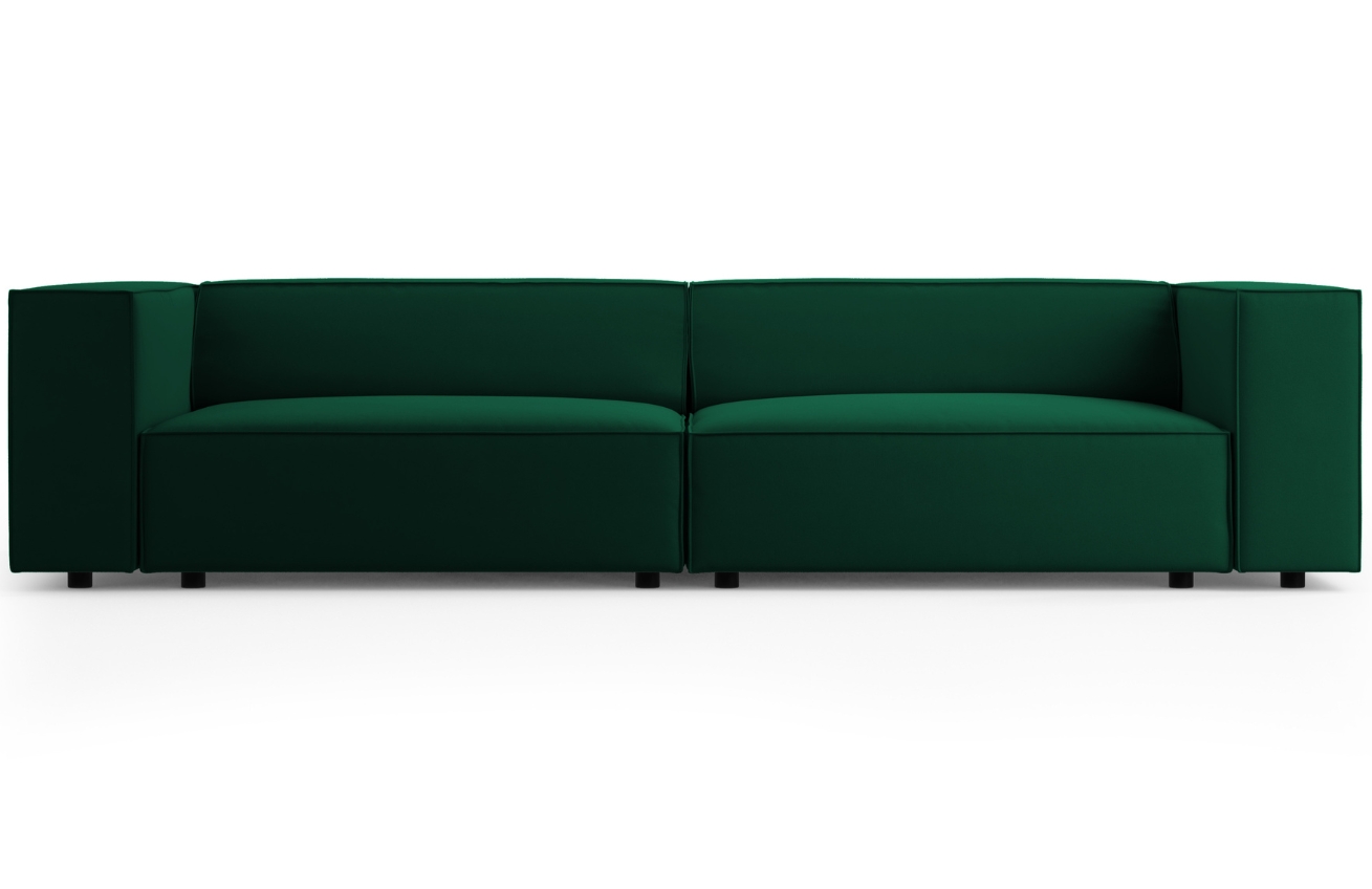 Lahvově zelená sametová čtyřmístná pohovka Cosmopolitan Design Arendal 244 cm