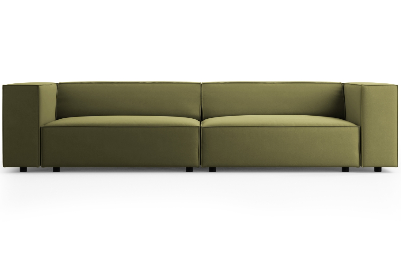 Zelená sametová čtyřmístná pohovka Cosmopolitan Design Arendal 244 cm