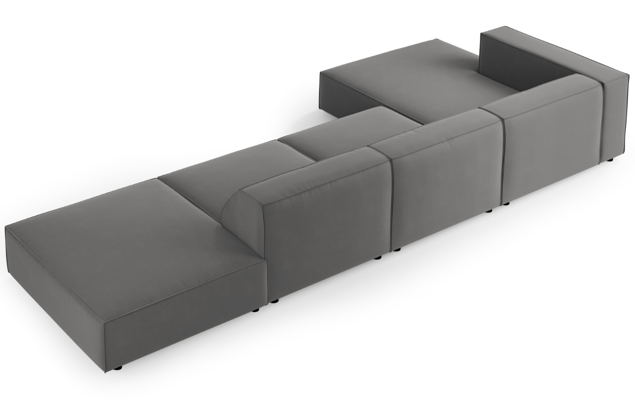 Šedá sametová rohová pohovka Cosmopolitan Design Arendal 341 cm, levá
