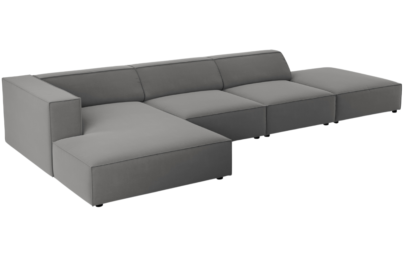 Šedá sametová rohová pohovka Cosmopolitan Design Arendal 341 cm, levá