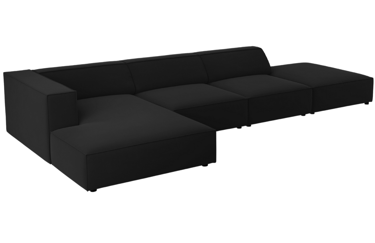 Černá sametová rohová pohovka Cosmopolitan Design Arendal 341 cm, levá