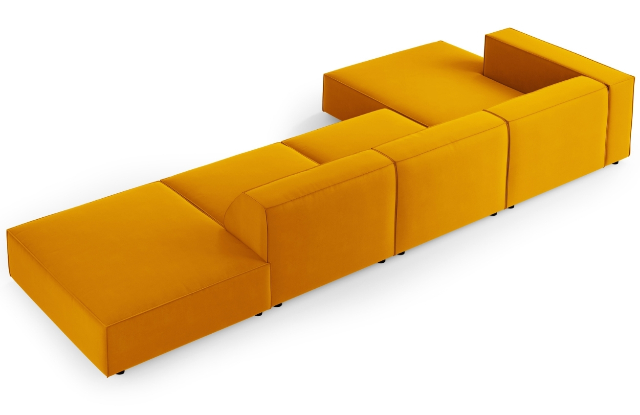 Žlutá sametová rohová pohovka Cosmopolitan Design Arendal 341 cm, levá
