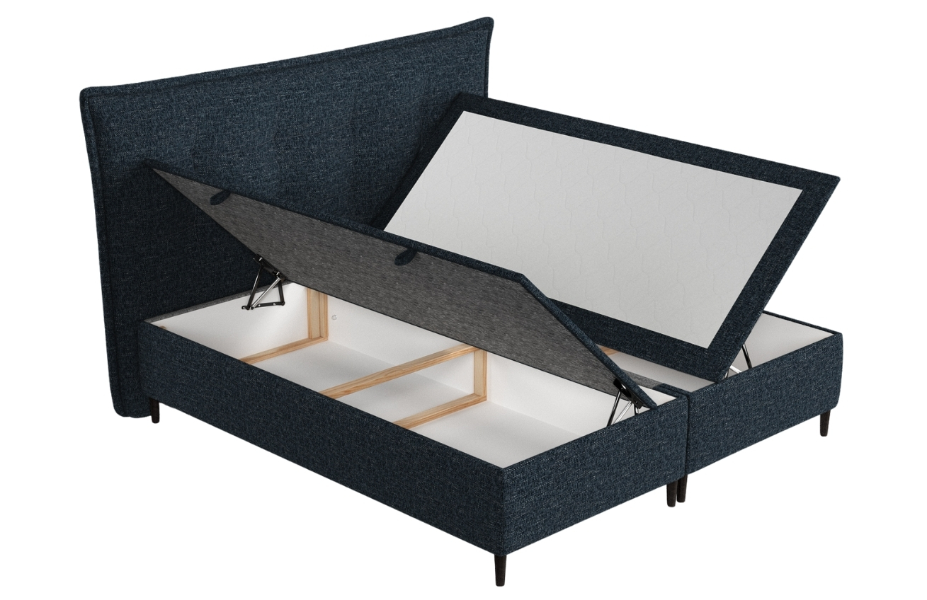Maison de Rêve Modrá čalouněná dvoulůžková postel KOYA 160 x 200 cm s úložným prostorem