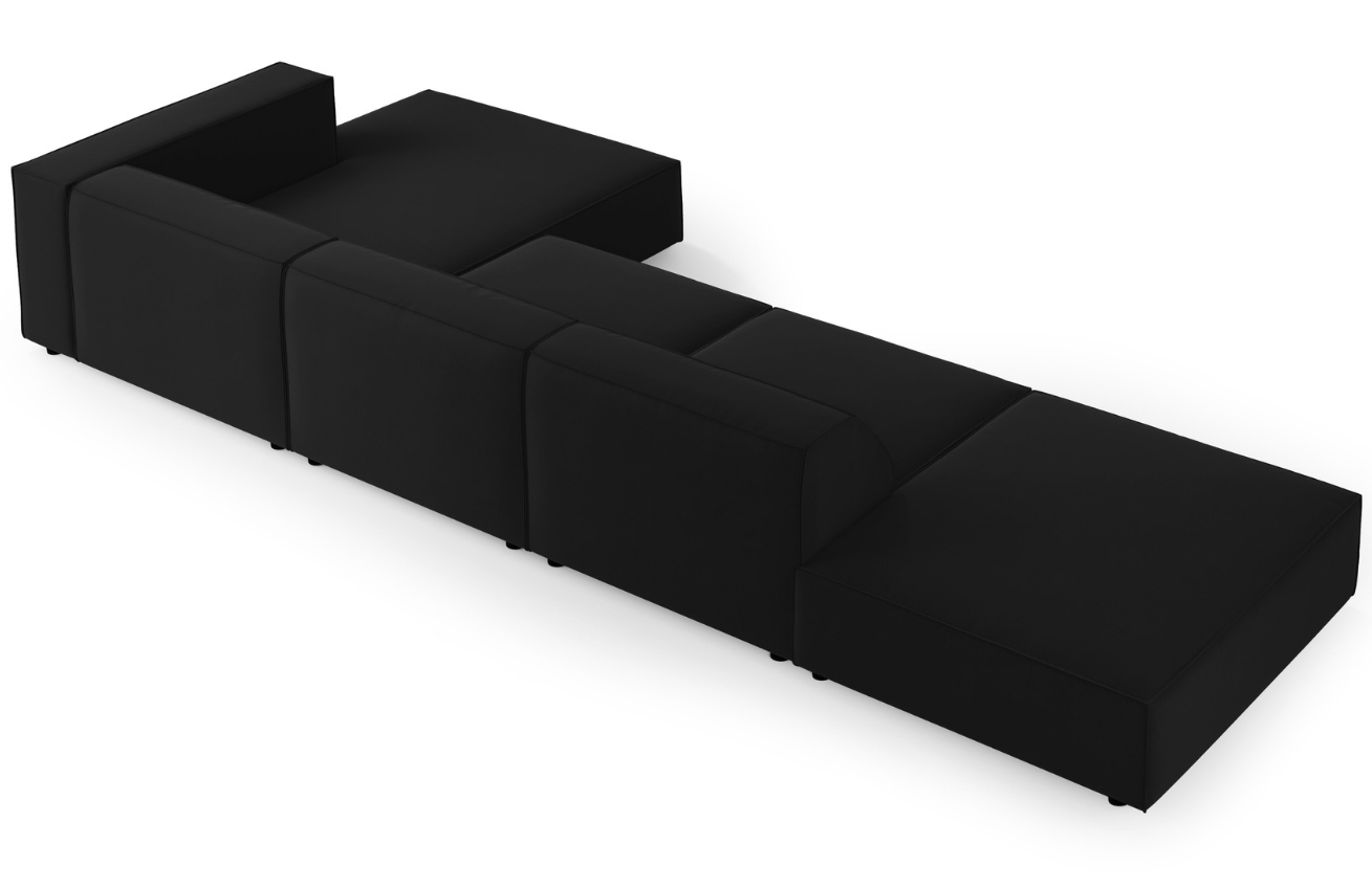 Černá sametová rohová pohovka Cosmopolitan Design Arendal 341 cm, pravá