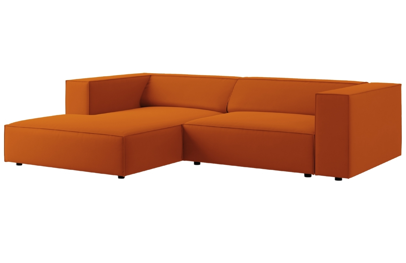 Oranžová sametová rohová pohovka Cosmopolitan Design Arendal 224 cm, levá