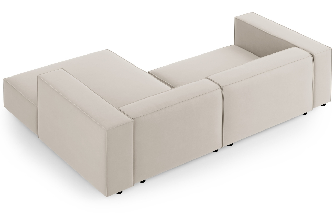 Světle béžová sametová rohová pohovka Cosmopolitan Design Arendal 224 cm, pravá