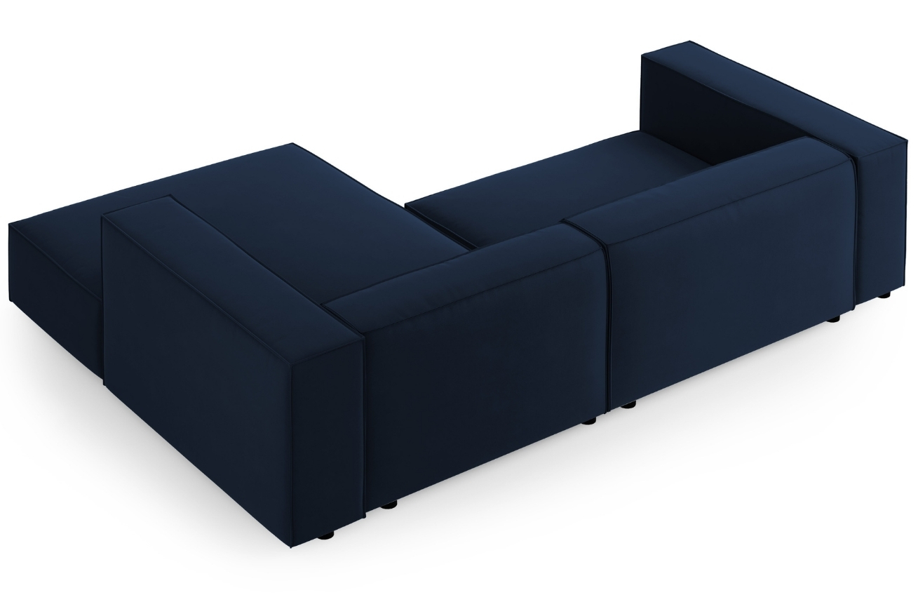 Královsky modrá sametová rohová pohovka Cosmopolitan Design Arendal 224 cm, pravá