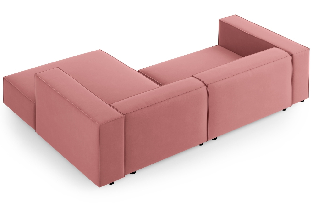 Růžová sametová rohová pohovka Cosmopolitan Design Arendal 224 cm, pravá