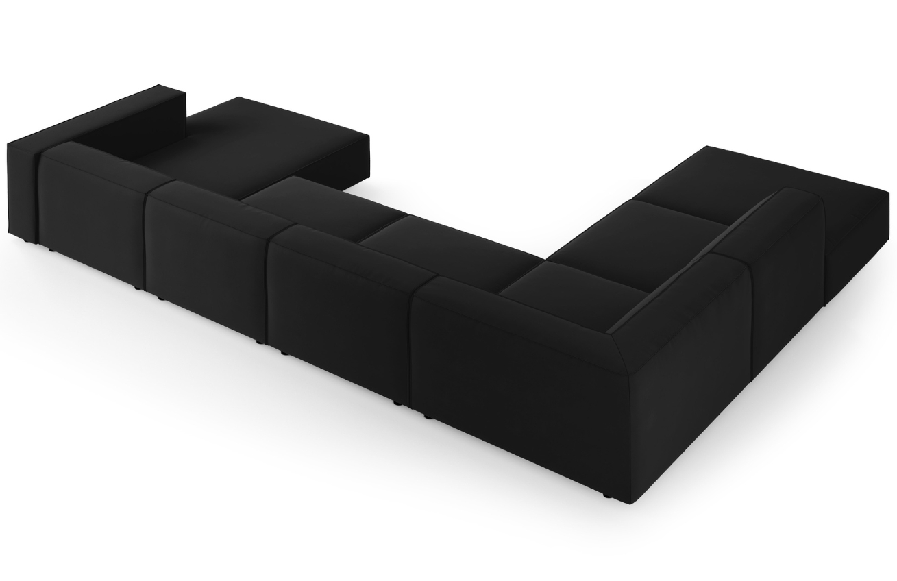 Černá sametová rohová pohovka do "U" Cosmopolitan Design Arendal 364 cm, levá