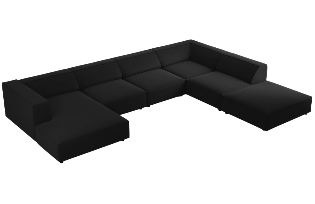 Černá sametová rohová pohovka do "U" Cosmopolitan Design Arendal 364 cm, pravá
