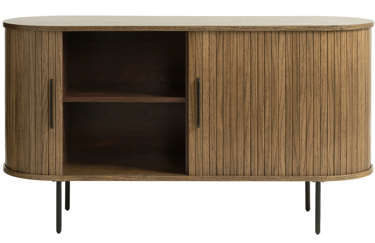 Tmavě hnědá dubová komoda Unique Furniture Nola 140 x 45 cm
